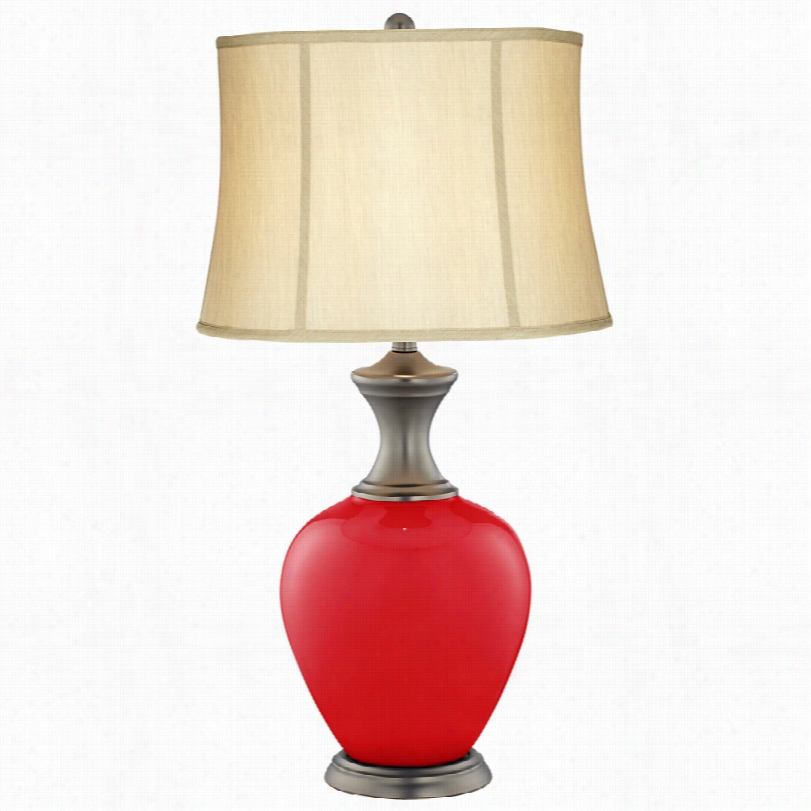 Transitioonal Bright Red Alisom Glass 31 1/2-inch-h Table Lamp