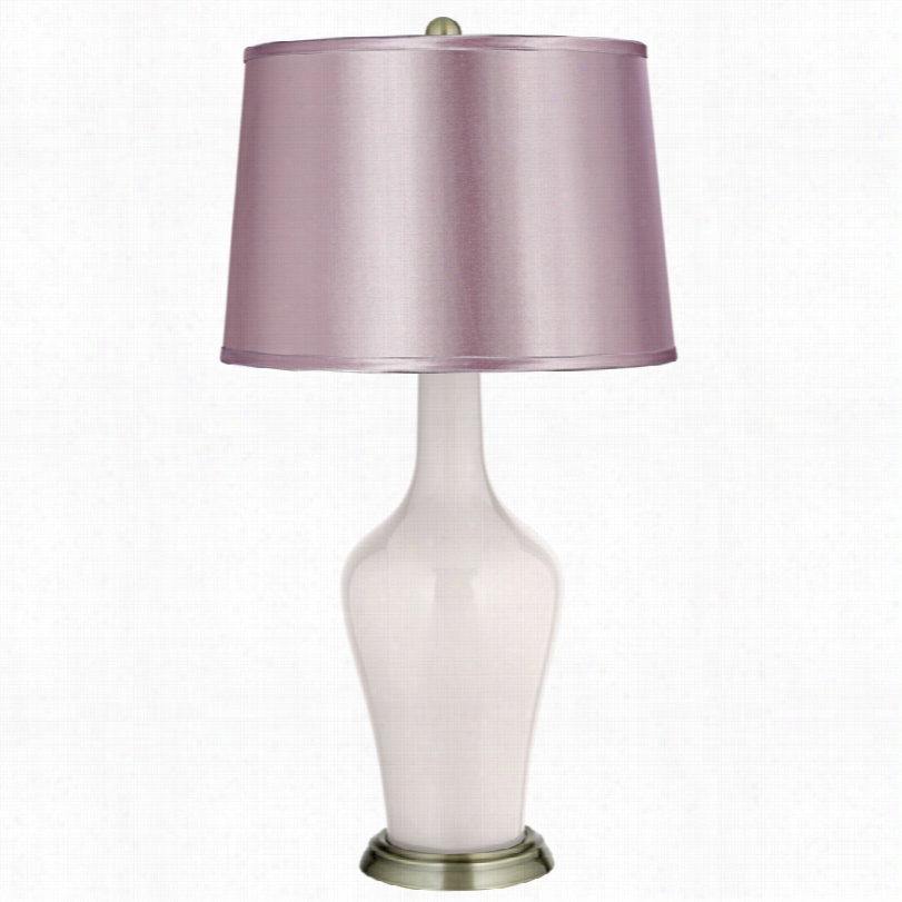 Transitional Color Plus Satin Lavender Shade Pungent  White Anya Table Lamp