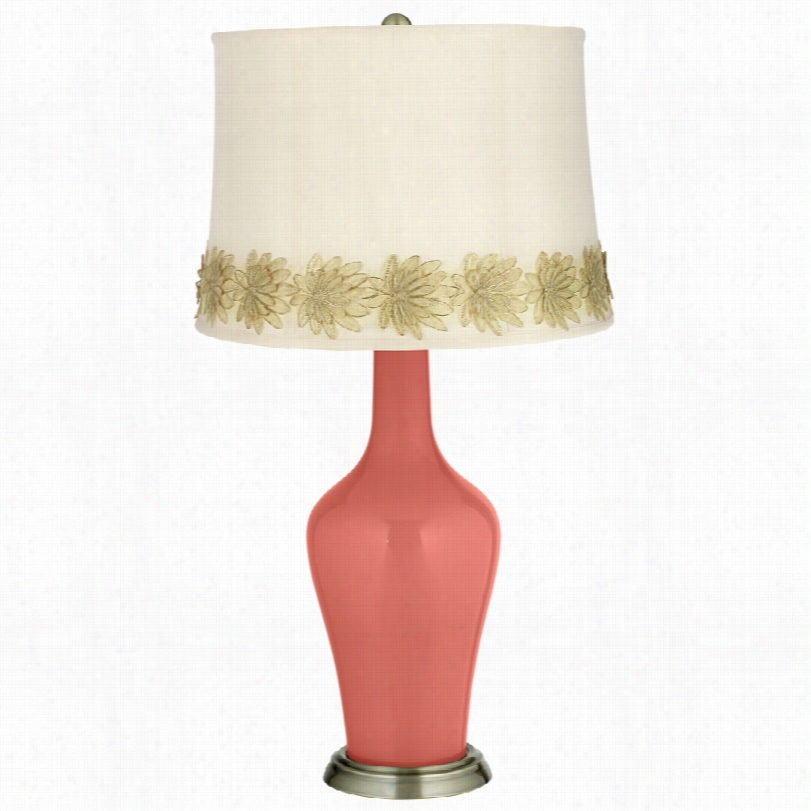 Transitional Coral Reef Anya With Flower Appliqu Etrim Table Lamp