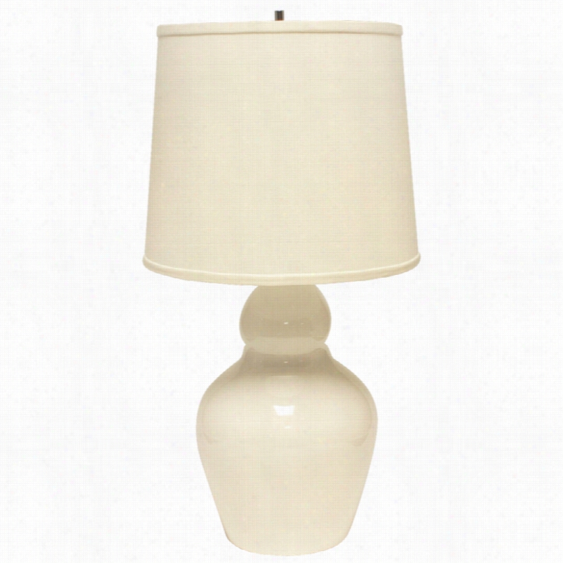 Transitional Double Gourd White Ceramic Haeger Potteries Table Lamp