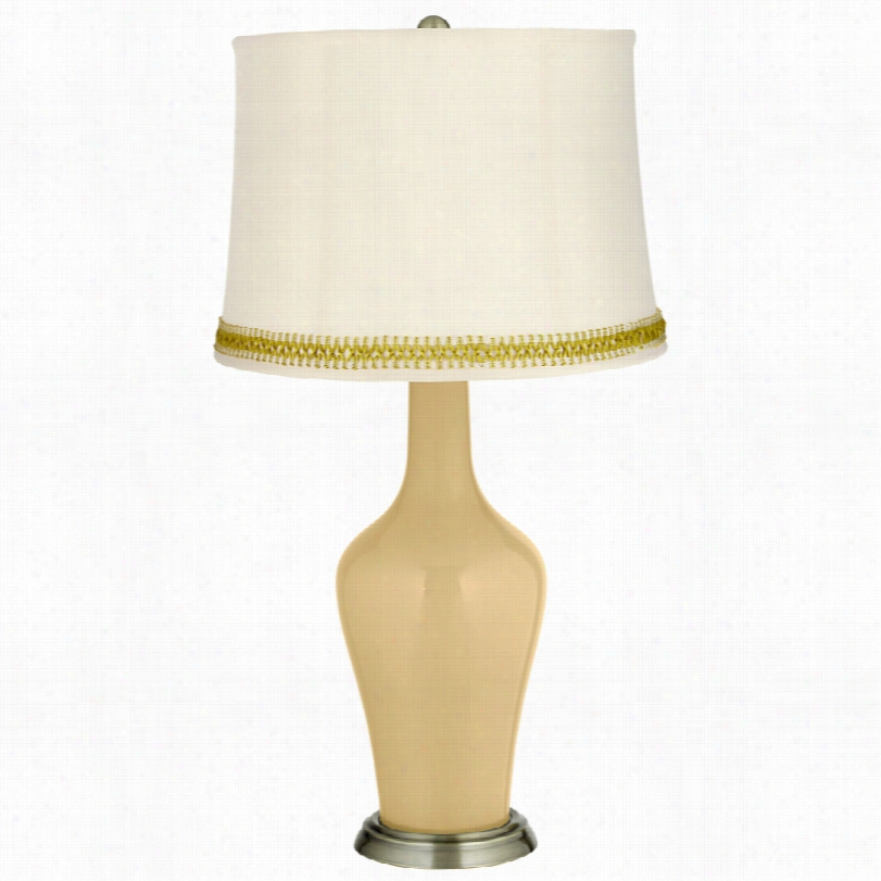 Transitional Humble Gold Anya With Part Weave Trim Table Lamp