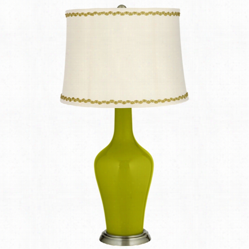 Transitional Olive Gdeen Anya Witth Relaxed Wave Trim Table Lamp