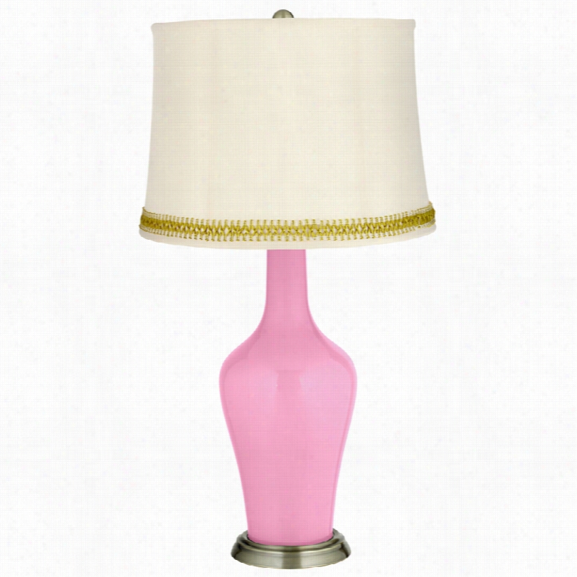 Transition Al Pale Pink Brass Anya Taable Lamp With Open Weave Trim