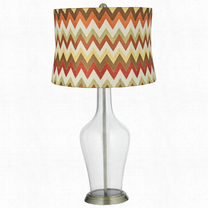 Transiti Onal Red And Brown Chevron Shade Clear Fillable A Nya Table Lamp