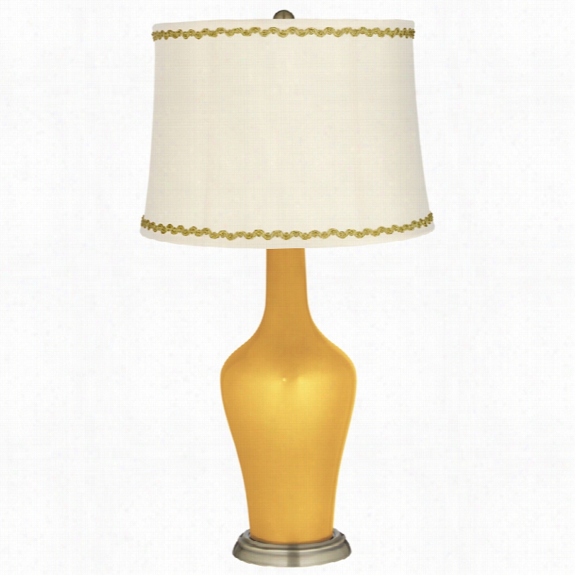 Transitioal Sunshine Metlalic And Reaxed Wave Trim Anya Table Lamp