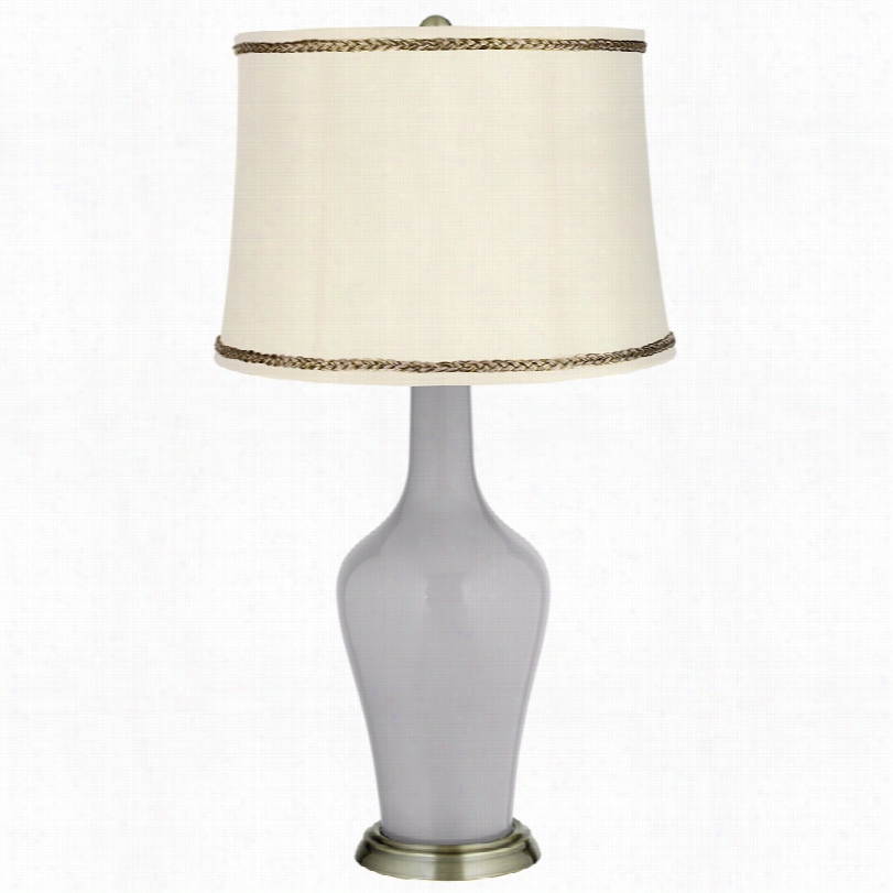Transitional Swanky Gray Brass Anya T Able Lamp With Twst Trim