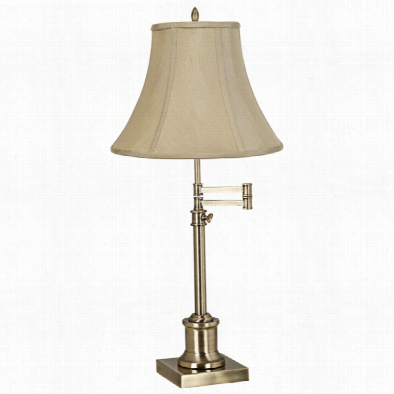 Transitional Westbury Brass With Imperial Taupe Bell Swing Arm Desk Lamp