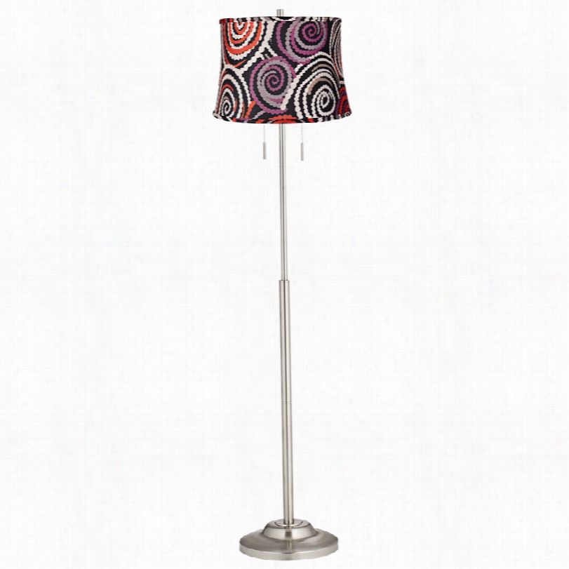 Contemporary Abba Modern Pychedelic Swirl Twin Pull Chain Floor Lamp