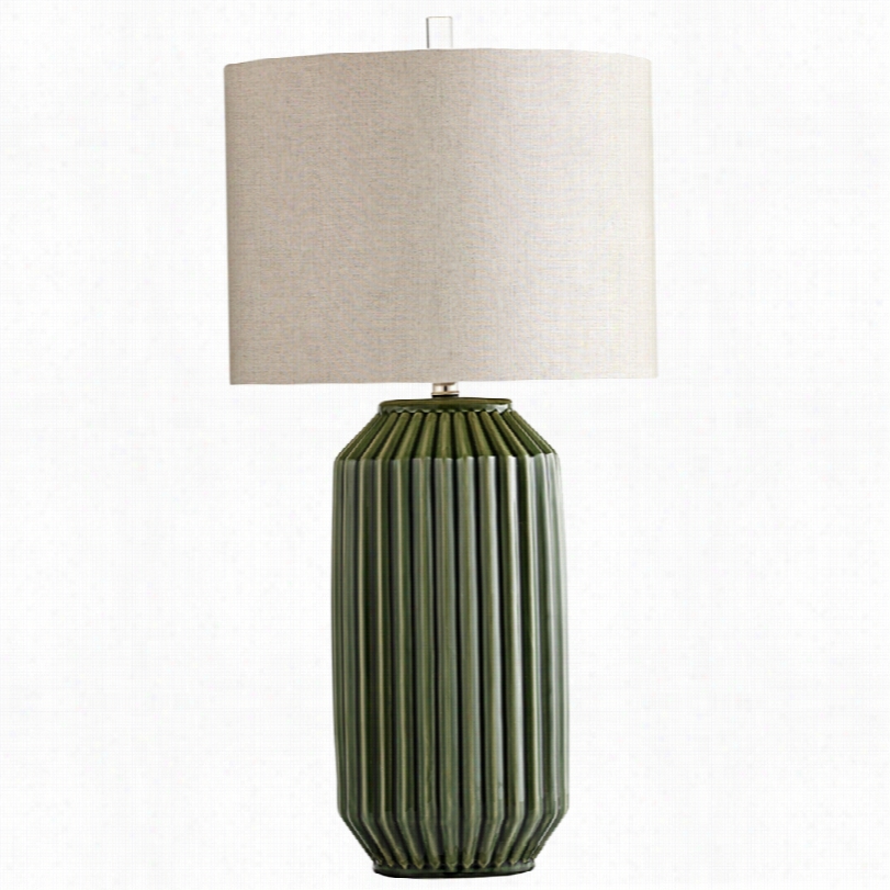 Contemporary Allispn Modern Green Irbbed Cramic 34-inch-h Tble Lamp