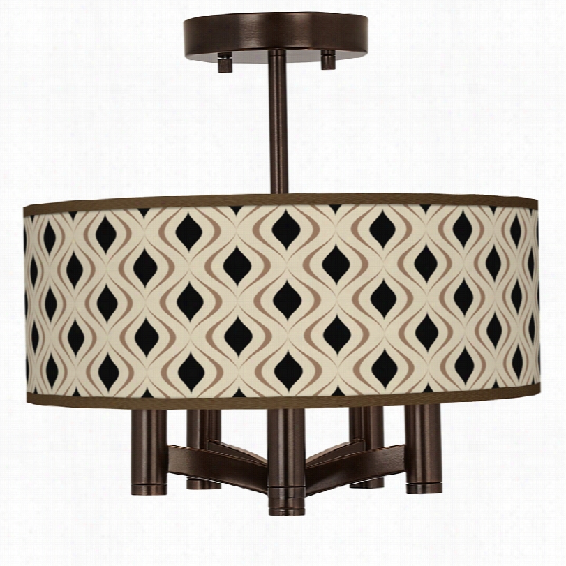 Contemporary Ava Bronze With Gray Retro Lattice Shade Ceiling Light