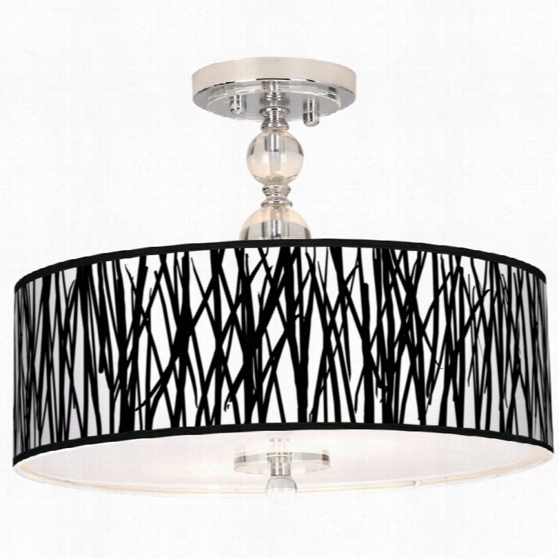 Contemporary Black Jagged Stripes Shzde 16-inch-w Ceiling Light