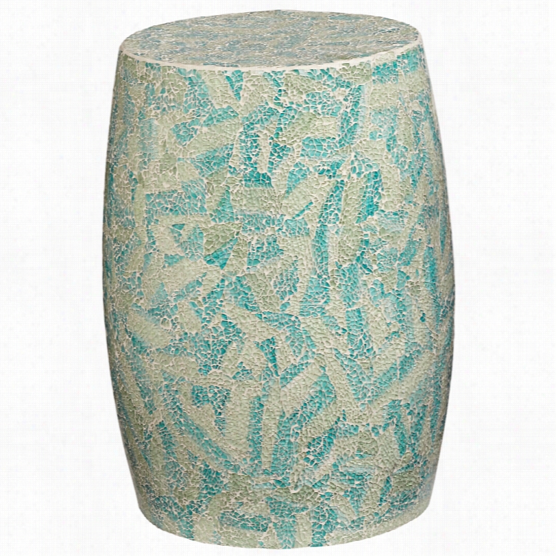 Study Temporary Blue Green And Ivory Mosaic Round Ceramic Accent