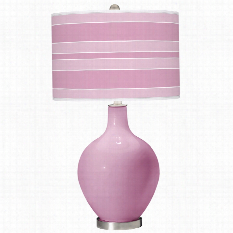 Contemporary Bold Stripe Shade Pink Pansy 28 1/2-inch-h Ovo Table Lamp