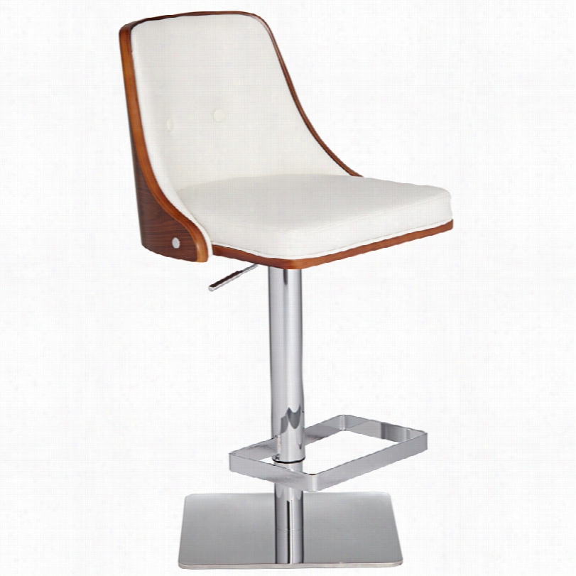 Contemporary Braiden White Faux Leather Adjustable Barstool