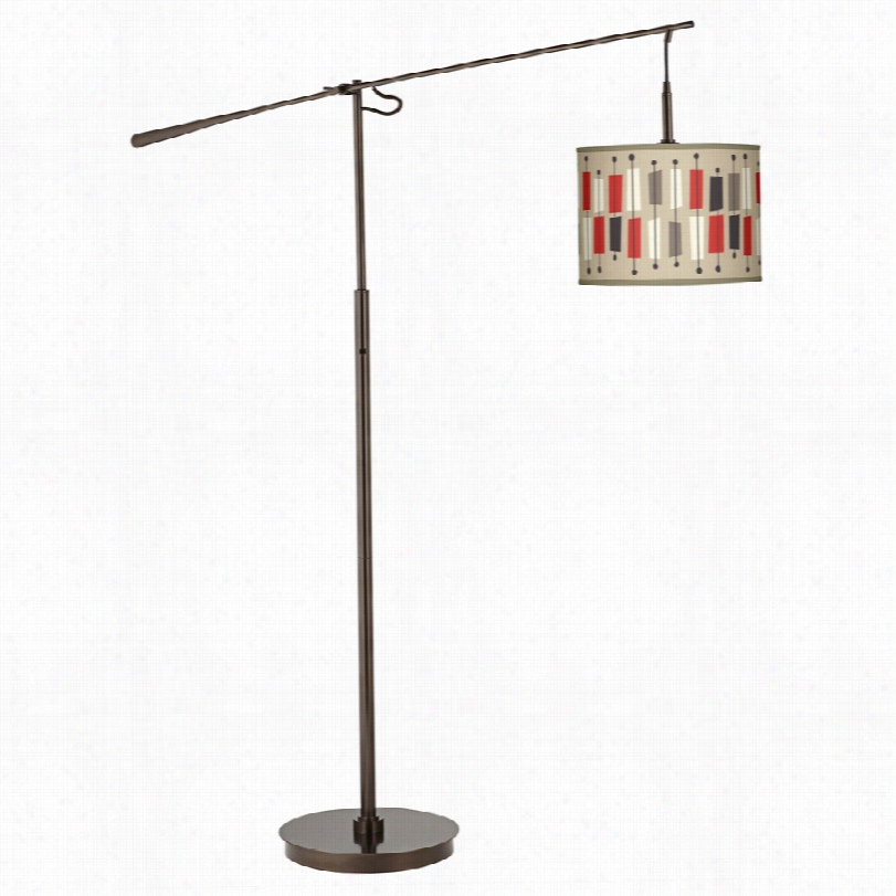 Contemporary Bronze With Bounce Drum Screen Balance Arm Floor Lamp