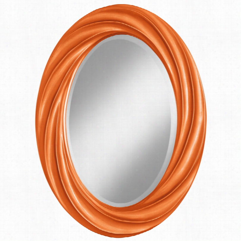 Contemporary Burnt Orange Metallic Twist Oval Wall Mirror-22x30