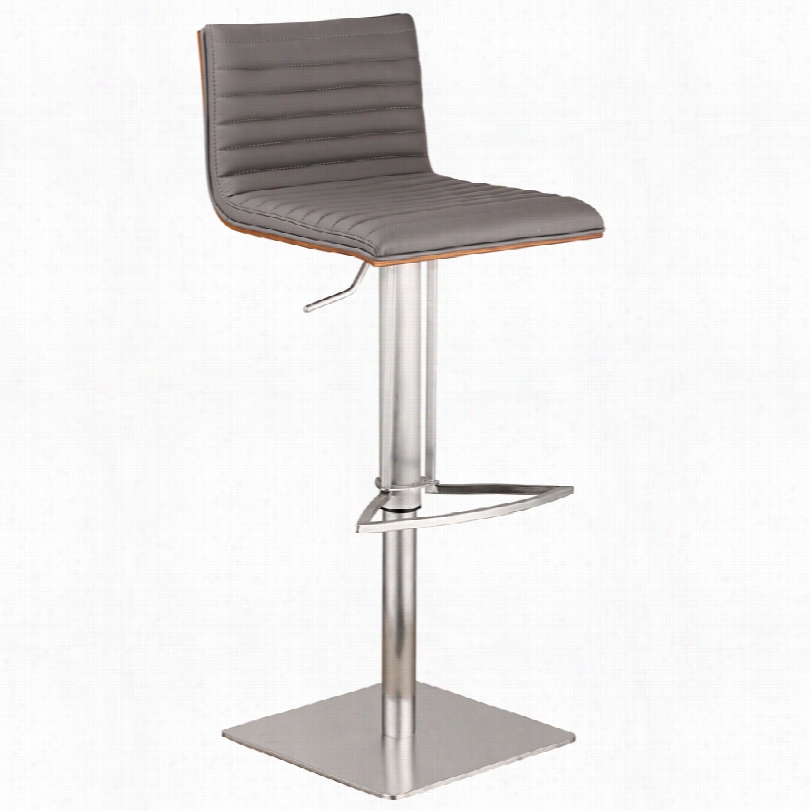 Contemporary Cafe Modern Stainless Steel Adjustable Barstool