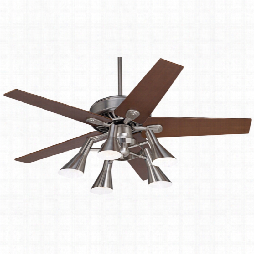 Contemporary Casa Vieja Windstar  Ii Ceiling Fan - 52"" Steel Wi Th Walnut