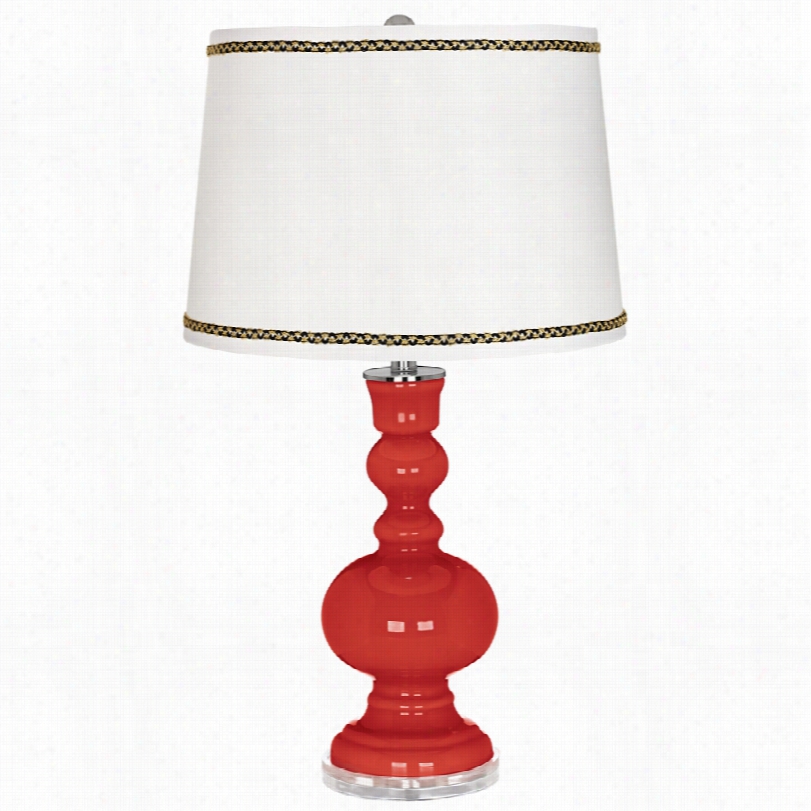 Contemporary Cherry Tomato Apotheacry Table Lamp With Ric-rac Trim