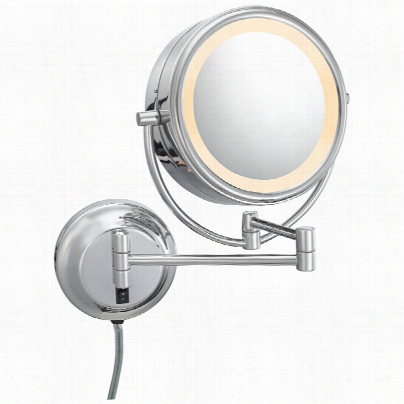 Contemporary Chrome Led Lighted Walll Mount Vanity Mirror-8x8