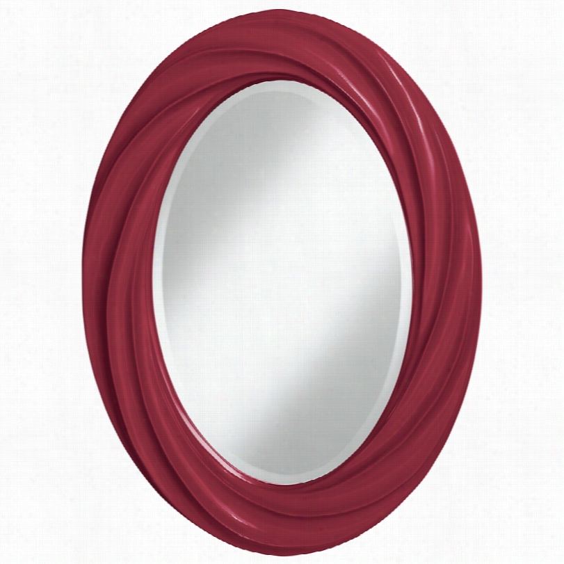 Contempotary Color Plus Antique Red Twist Oval Wall Mirror-22x03