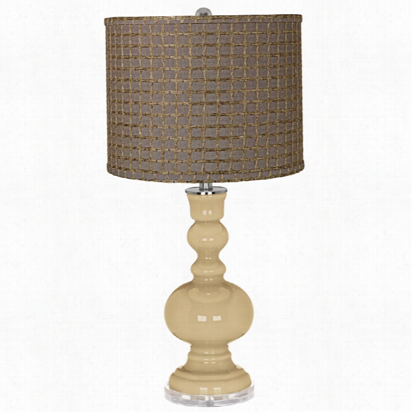 Contemporary Color More Brown Tan Weave Maadamia Apothecary Table Lamp