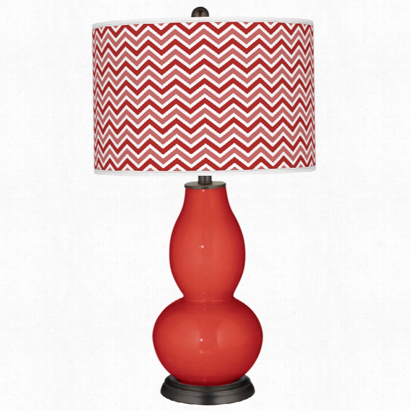 Contemporary Color Plus Cherry Toato With Narow Zi Zag Table Lamp