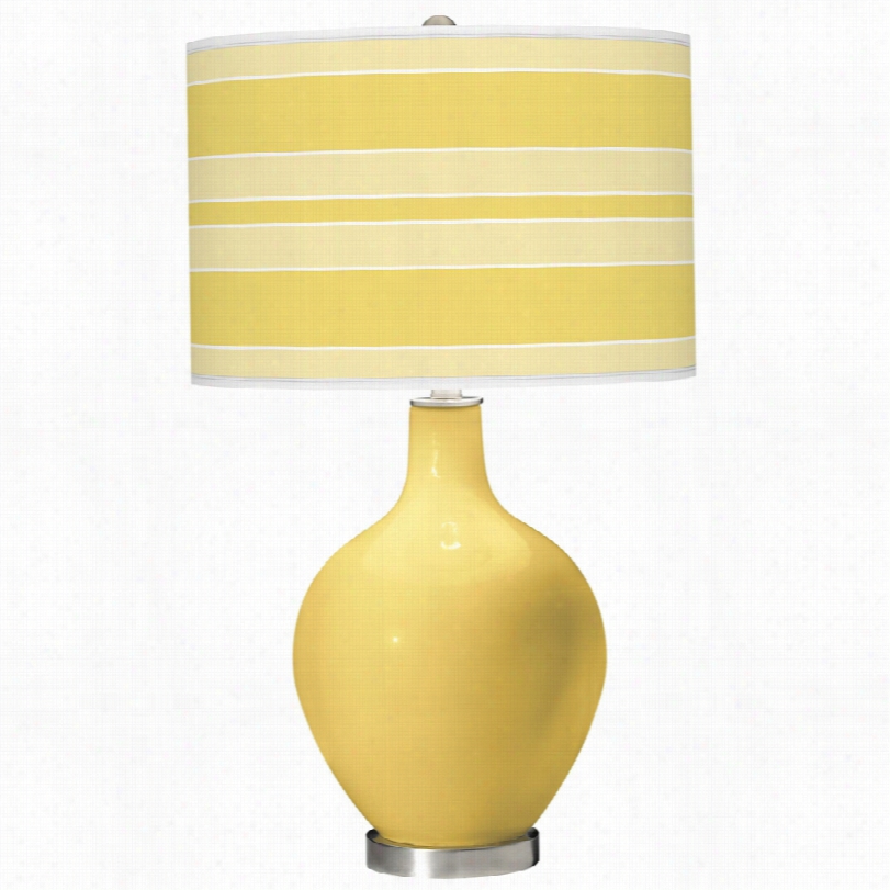 Contempporary Color Plus Daffodil Yellow Bold Stripe Pwttern Table Lamp