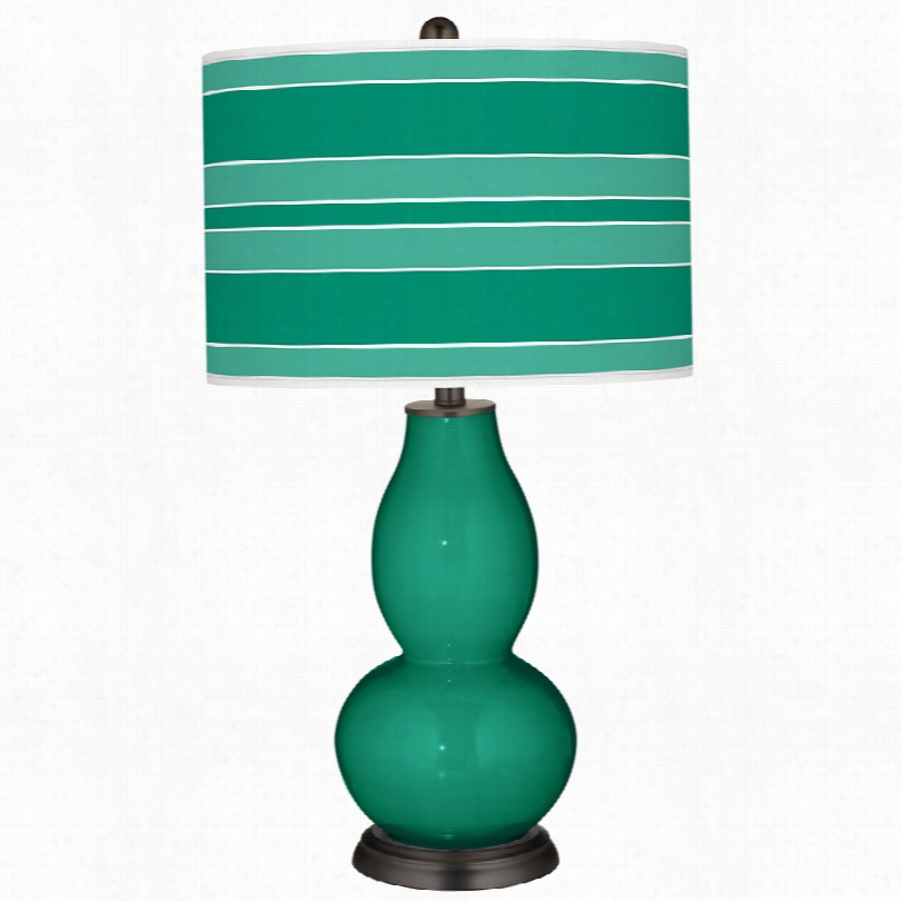 Contemporaary Color Plus Emerald Green With Double Gourd Glass Table Lamp