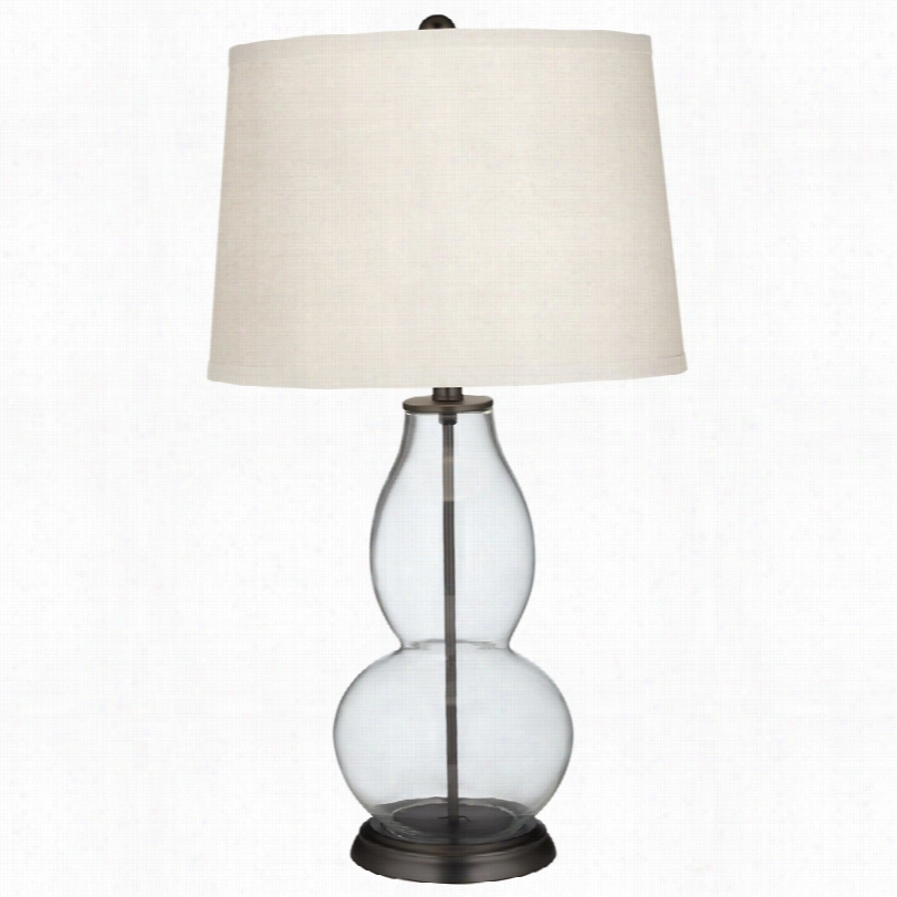 Contemporary Color Plus Fillable Clear Glass With White Shade Table Lamp