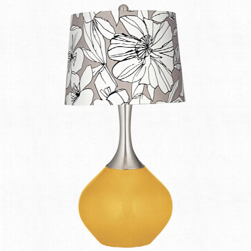 Cont Emporary Color  Plus Graphic Floral Shade  Goldenrod Spencer Table Lamp