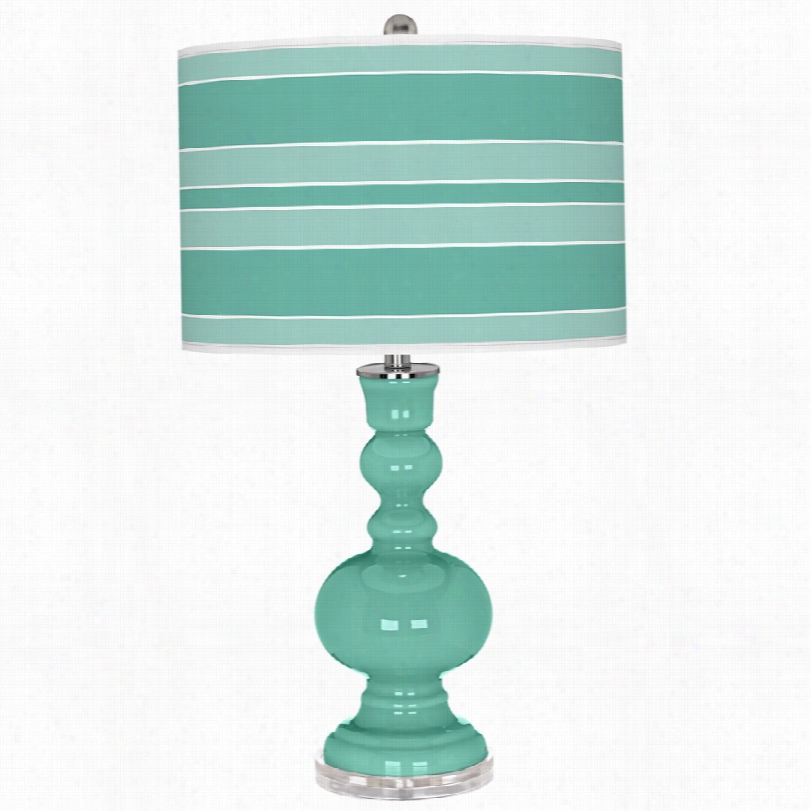 Contemporary C Olor Plus Larchmere Green Bold Stripe 30-inch-h  Table Lamp