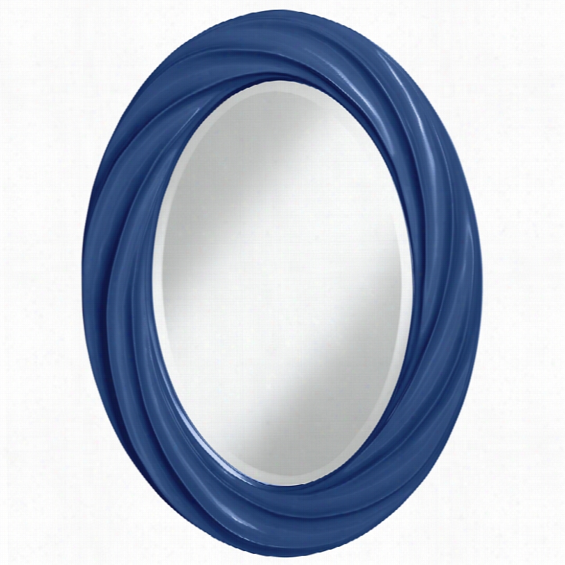 Contempor Ary Color Plus Monaco Blue Twist Oval Wall Mirror-22x30