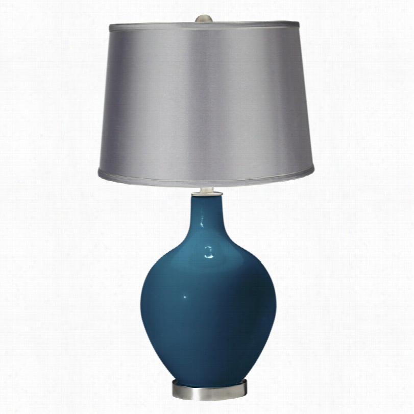 Contemporary  Color Plus Oceanside With Satin Light Gray Shade Table Lamp