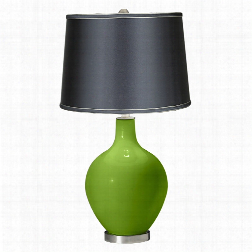 Contemporary Color Plus Ovo Rosemary Green Satin Dark Gray Table Lamp