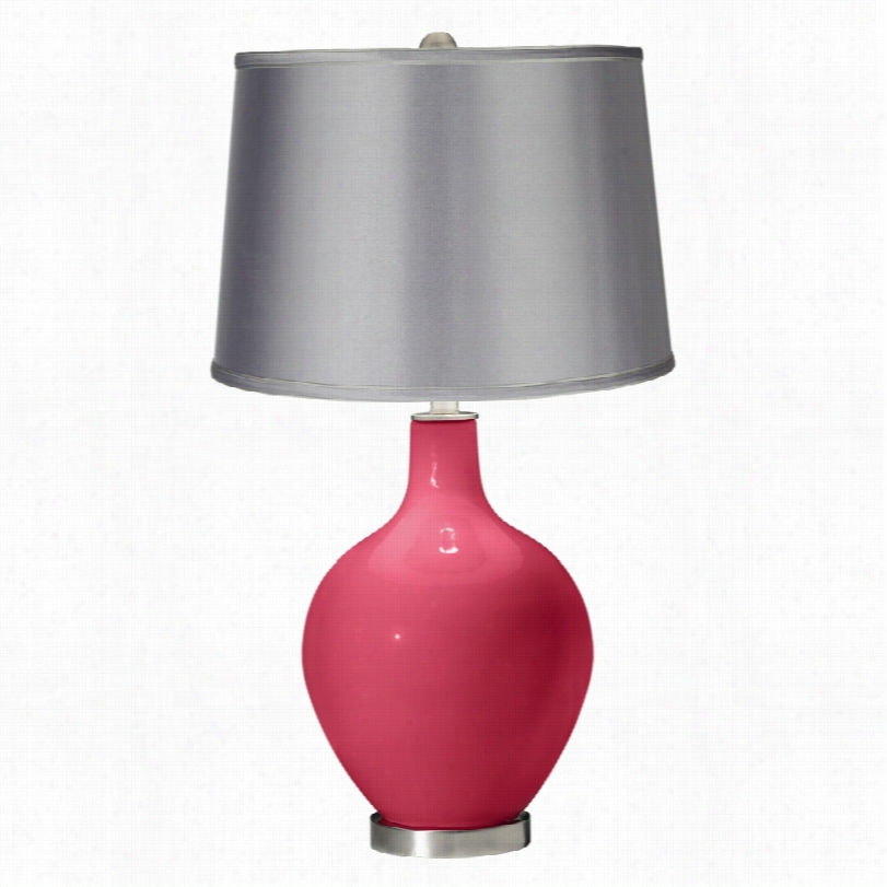 Contemporary Color Plus Red With Light Gray Sade Ovo Table Lamp