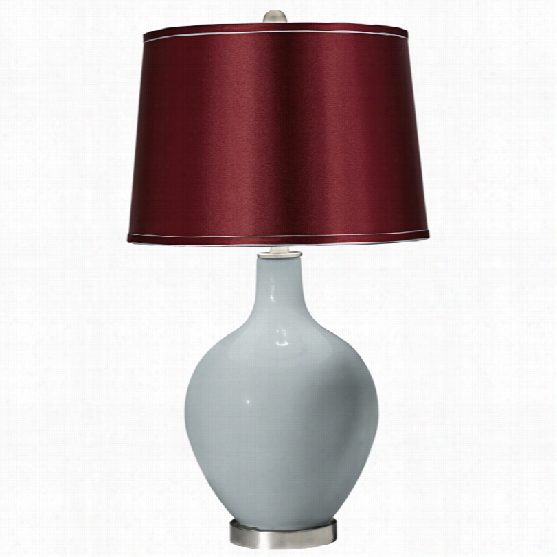 Contemporary Color Plus Satin Meerlot Shade Uncretain Gray Ovo Table Lamp