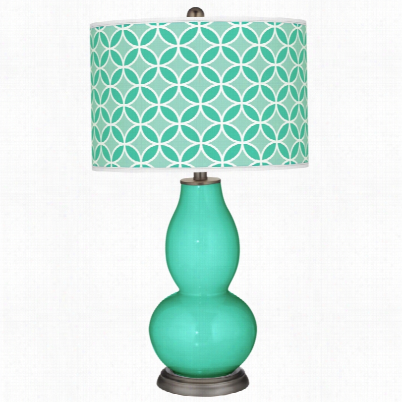 Contemporary Color Plus Turquoise With Circle Rings Art Shade Tablle Lamp