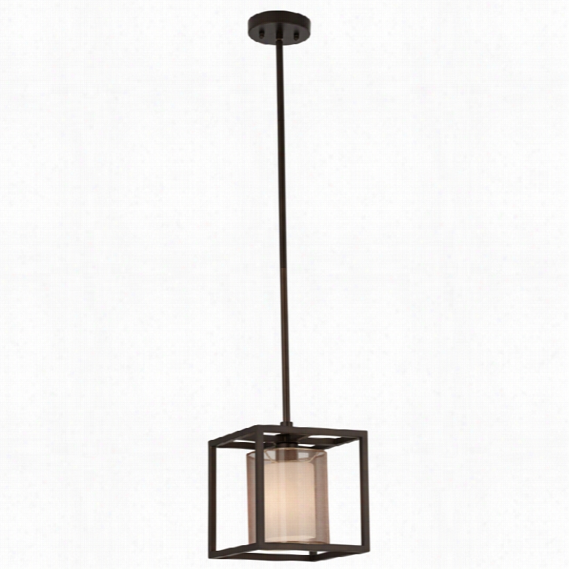 Conteemporary Conroe Oil-rubbed Bronze Metal Cube Mini Pendant