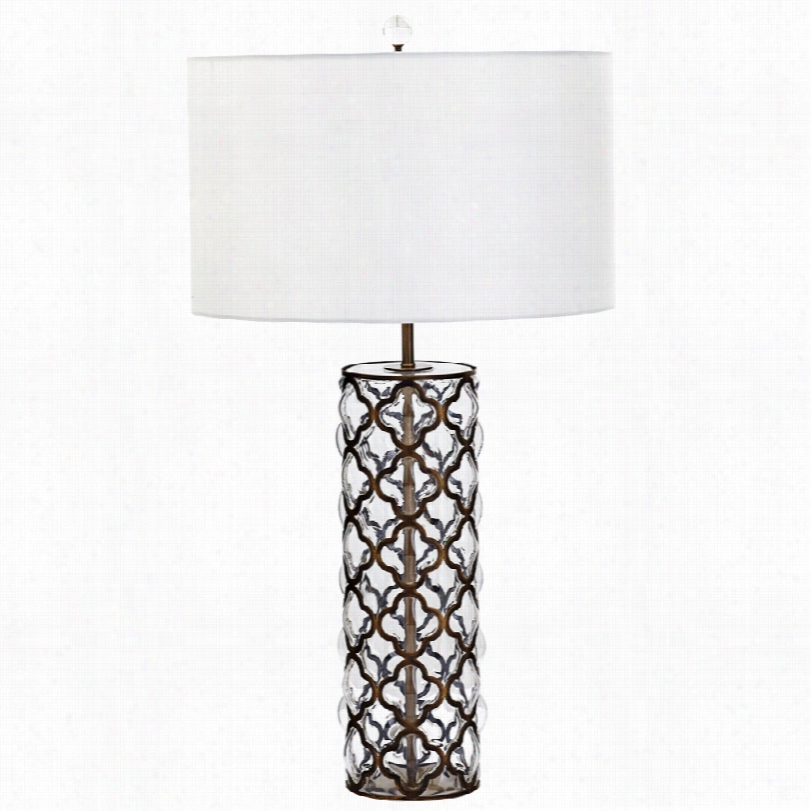 Contemporary Corsica Tall Iron Lattice Overlay Clarify Glass Table Lamp