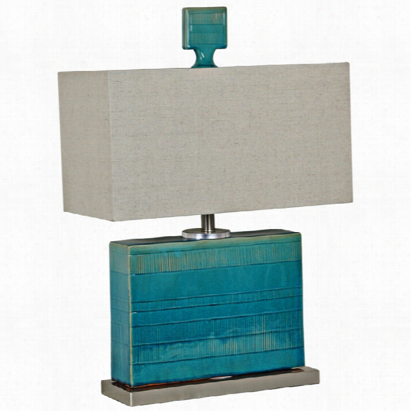 Contemporary Crestview Gladet Urquoise Square Ceramic Table  Lamp