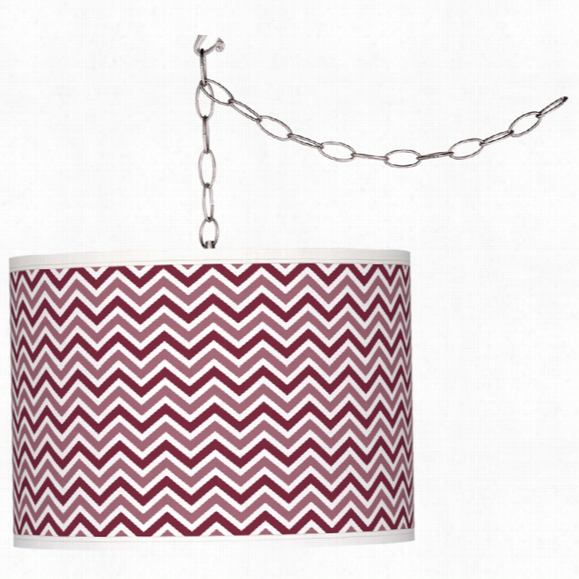 Contemmporary Dark Plum Narroow Zig Zag Glow 13 1/2-inch-w Pulg=in Pendant