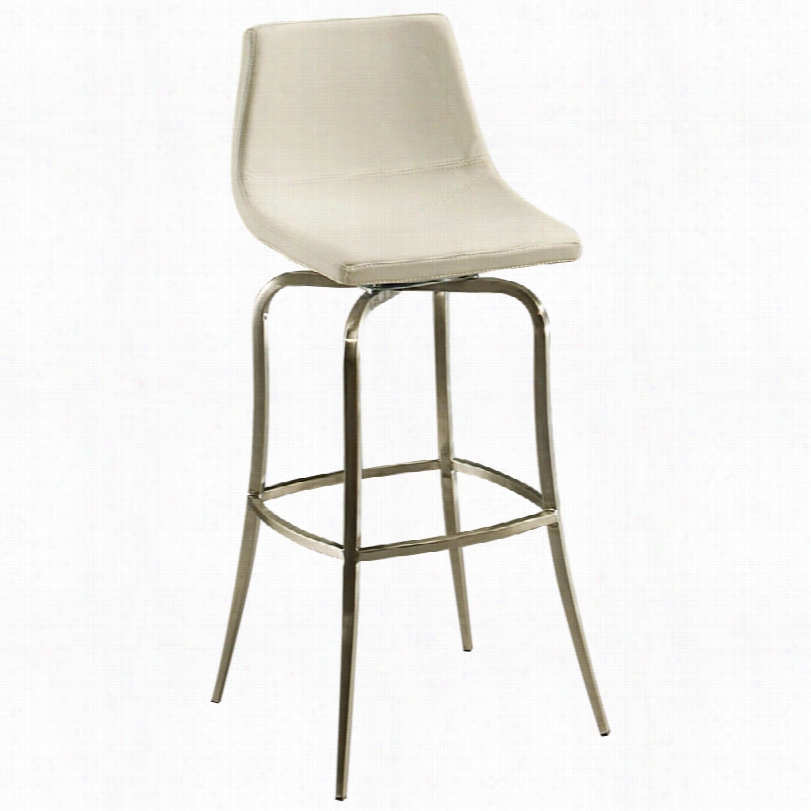 Contemporary Diamonnd Pearl 30-inch Bar Stool Stainless Steelin Ivory