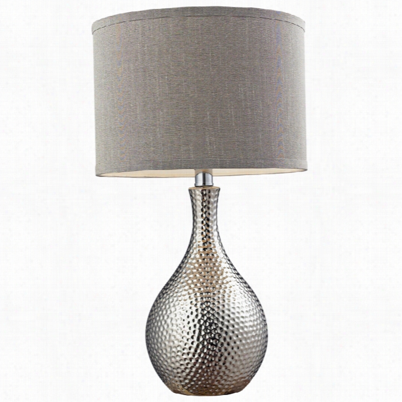 Contemporary Dimond Hammered Modern Chrome Ceramic 22-inch-h Table Lamp