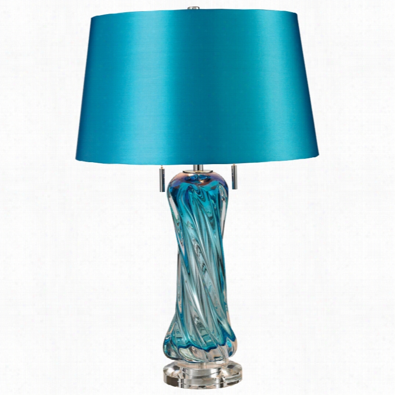 Contemporary Diimond Vergato Blue Blown Glass 24-inch-h Table Lamp