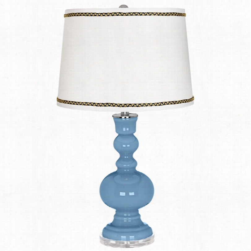 Contemporary Ddussk Blue Apothecary  30-inch-h Table Lamp With Ric-rac Tirm