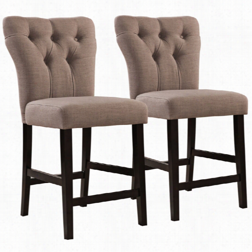Contemporary Effie Ligggt Biwn Tufted 25-inch Set Of 2 Counter Chair