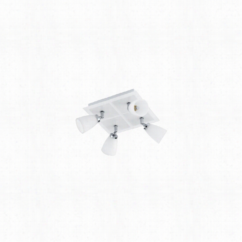 Contemporary Eglo Katoro 4-spot White Glasssquare  Track Light Fixture