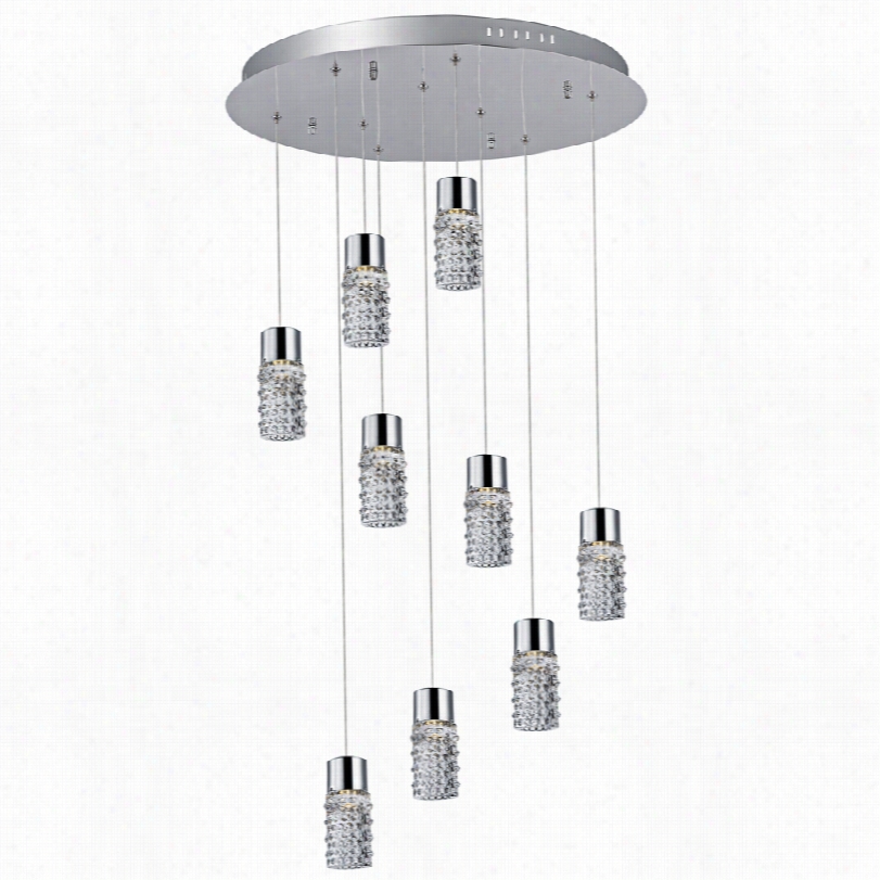 Contemporary Et2 Polka Clear Galss 9-light Led Chrome Pendant