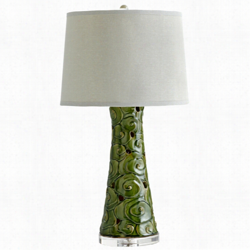 Contemporary Eva Swirling Ceramic Gre E N31 1/2-inch-h Table Lamp